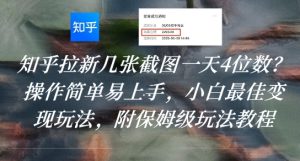 知乎拉新几张截图一天4位数？操作简单易上手，小白最佳变现玩法，附保姆级玩法教程-网创资源