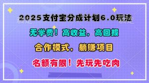 2025支付宝分成计划6.0玩法，合作模式，靠管道收益实现躺赚！-网创资源