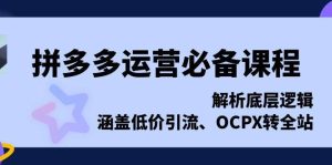 拼多多运营必备课程，解析底层逻辑，涵盖低价引流、OCPX转全站-网创资源