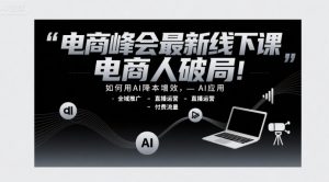 电商峰会最新线下课，电商人破局，如何用AI降本增效，AI应用-全域推广-直播运营-付费流量-网创资源