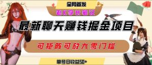 聊天掘金项目，可矩阵起号，适合工作室，个人宝妈，单号日收益50+，零门槛，小白也能轻松上手-网创资源