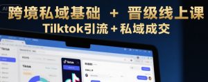 跨境私域基础+晋级线上课，Tilktok引流+私域成交-网创资源
