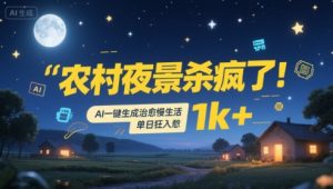 农村夜景杀疯了！AI一键生成治愈系慢生活，单日狂入1k+-网创资源