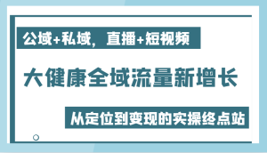 大健康全域流量新增长6.0，公域+私域，直播+短视频，从定位到变现的实操终点站-网创资源