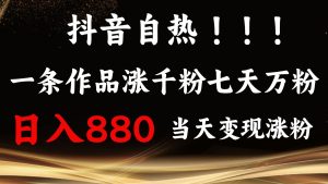 抖音小红书自热，一条作品1000粉，7天万粉，单日变现880收益-网创资源