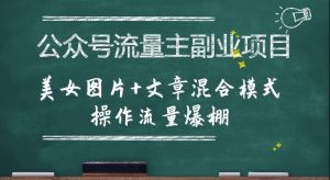 公众号流量主副业项目，美女图片+文章混合模式操作流量爆棚-网创资源