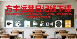方宇运营日记线下课，包含剪辑制作技巧、拍摄引导过程、起号思维导图、选题等多个教学资料-网创资源
