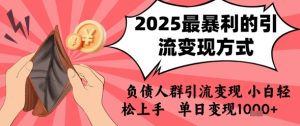 2025年最暴利的引流变现方式，负债人群引流变现，小白轻松上手，日入1k-网创资源