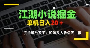 江湖小说掘金，单机日入10-20+，全自动软件操作，完全解放双手，矩阵放大收益无上限-网创资源