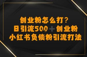 创业粉怎么打？小红书负债粉引流打粉，日引流500+精准创业粉-网创资源