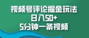 视频号评论掘金玩法，日入50+，5分钟一条视频-网创资源