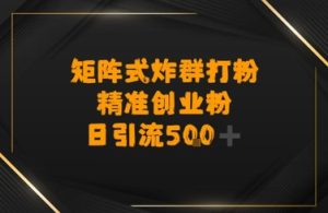 矩阵炸群打粉，日引流500+精准创业粉-网创资源