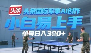 今日头条国际军事AI写作，单号每天轻松3张+-网创资源