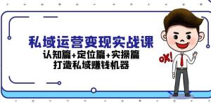 私域运营变现实战课：认知篇+定位篇+实操篇，打造私域赚钱机器-网创资源