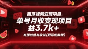 西瓜视频变现项目，单号月收益3.7k+，有播放就有收益(附详细教程)-网创资源