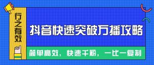 摸着石头过河整理出来的抖音快速突破万播攻略，简单高效，快速千粉！-网创资源