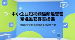 中小企业短视频运营精准获客实操课，可复制企业短视频获客落地训练方案-网创资源