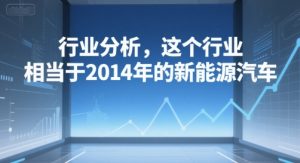 付费文章：行业分析，这个行业，相当于2014年的新能源汽车-网创资源