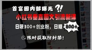 首富圈内部曝光小红书垂直图文引流新课，日吸300+创业粉，日入8张+，限时获取防封禁-网创资源