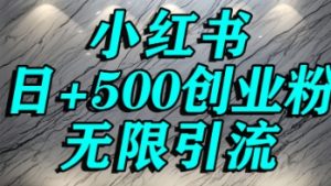 小红书无限引流创业粉，单人操作日引500+精准创业粉-网创资源