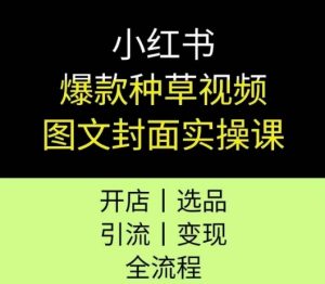小红书爆款种草视频图文封面实操课，开店、选品、引流、变现全流程-网创资源