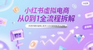 小红书虚拟电商从0到1全流程拆解，手把手教你复制，新手小白也能轻松月入过W-网创资源