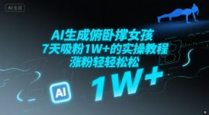 AI生成俯卧撑女孩，7天吸粉1W+的实操教程， 涨粉轻轻松松-网创资源
