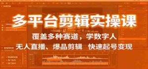 多平台剪辑实操课：覆盖多种赛道，学数字人、无人直播、爆品剪辑，快速起号变现-网创资源