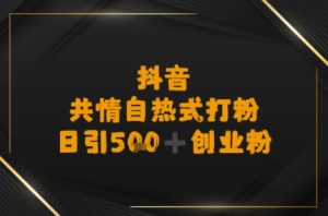 日引500+创业粉，抖音共情自热式打粉-网创资源