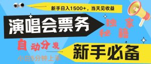 新手3天获利8000+ 普通人轻松学会， 从零教你做演唱会， 高额信息差项目-网创资源
