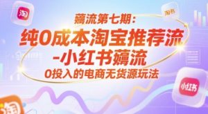 薅流第七期：纯0成本淘宝推荐流-小红书薅流最新版目，0投入的电商无货源玩法（附赠往期）-网创资源