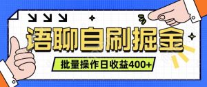 语聊自刷掘金项目 单人操作日入400+ 实时见收益项目 亲测稳定有效-网创资源