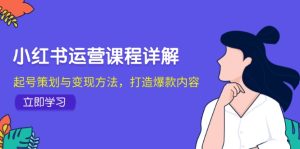 小红书运营课程详解：起号策划与变现方法，打造爆款内容-网创资源