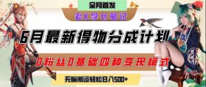 6月份最新得物创作者分成计划2.0玩法，0粉丝0基础四种模式变现，从隐蔽渠道无脑搬运，日入2张-网创资源
