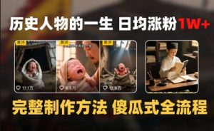历史人物的一生 日均涨粉1W+，完整制作方法 傻瓜式全流程-网创资源