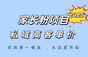 家长粉项目，一个可以长期变现暴利项目，私域高客单价，轻松完成你的人生第一桶金-网创资源