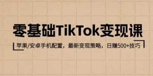 零基础TikTok变现课：苹果/安卓手机配置，最新变现策略，日赚500+技巧-网创资源
