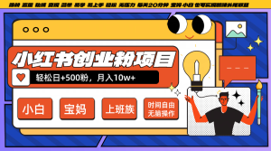 小红书创业粉日+500，月入10W+，无脑操作，每天20分钟-网创资源