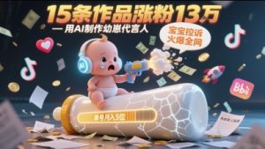用AI制作幼崽代言人，宝宝的控诉火爆全网，15条作品涨粉13W，单号月入5位数实操教程-网创资源