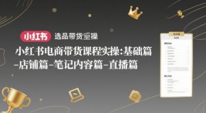 小红书电商带货课程实操：基础篇-选品篇-店铺篇-笔记内容篇-直播篇-网创资源