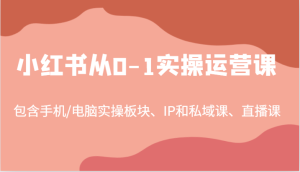 小红书从0-1实操运营课，包含手机/电脑实操板块、IP和私域课、直播课（97节）-网创资源