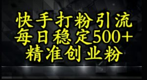 快手精准式打粉引流，每日稳定500+精准创业粉-网创资源