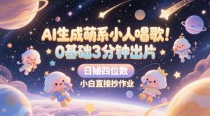 AI生成萌系小人唱歌，0基础3分钟出片，28个作品涨粉8.9W，单条最高19W赞，日入四位数，小白直接抄作业-网创资源