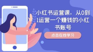 小红书运营课，从0到1运营一个赚钱的小红书账号-网创资源