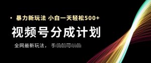 视频号分成计划，全网最暴力玩法，新手一天也能轻松5张+-网创资源