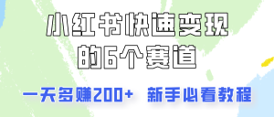小红书的收益最大化的6个跑道，一天挣到200，每个人必读实例教程！-网创资源