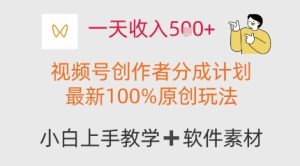 一天收入多张，视频号创作者分成计划，最新100%原创玩法，小白也可以轻松上手操作-网创资源
