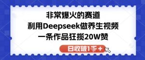 非常爆火的赛道，利用Deepseek做养生视频，一条作品狂揽20W赞，日收破1k-网创资源