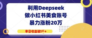 利用Deepseek做小红书美食账号，暴力涨粉20W，单日收益破1K+-网创资源