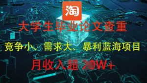 大学生毕业论文查重，暴利蓝海项目，月收入过1W+-网创资源